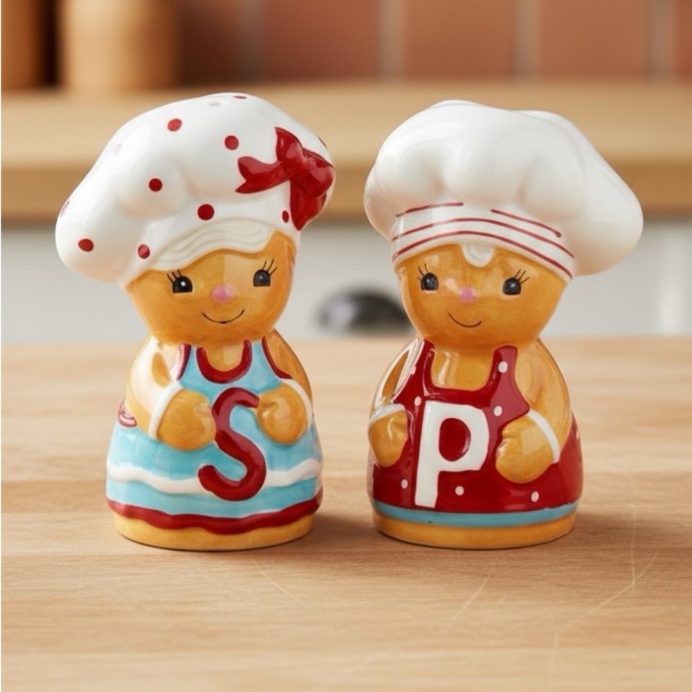 NWOT Gingerbread Chef Salt & Pepper Shaker Set